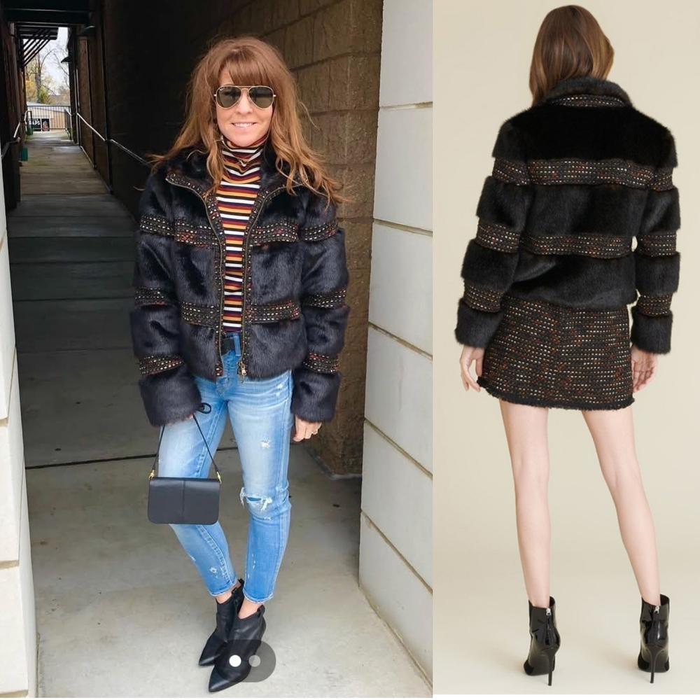 Veronica Beard Fraya Faux Fur Coat in Brown Size 2
